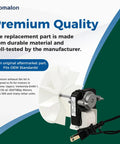 Universal SM550 Bathroom Exhaust Fan Motor Replacement Kit with fan blade and power cord, displayed against a product information background.