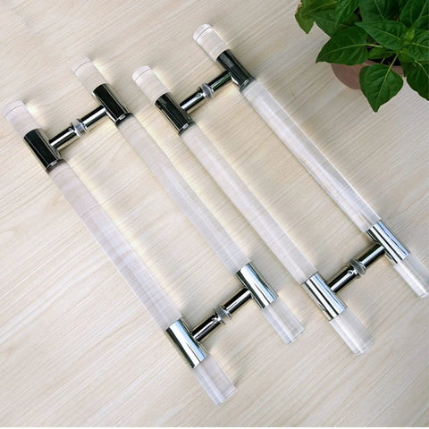 Ultra Clear Acrylic Door Pull Handle Rock Solid Stainless Steel Core Super Smooth Push Pull Motion Perfect For Front Doors Sliding Gates And Modern Grab Bars Easy No Sweat Setup In Top Notch Silver