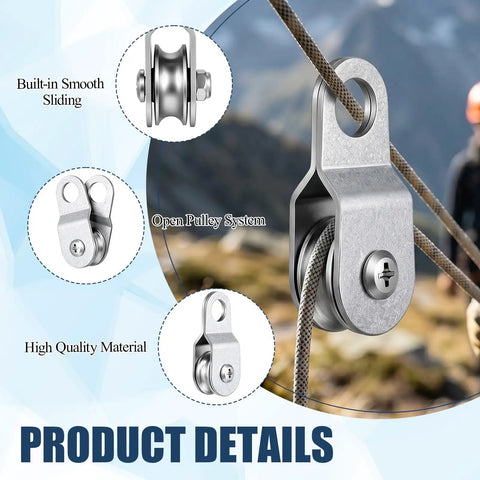 Open Pulley System Snatch Block With Bearing for Smooth Rope Feeding set of 20, metal pulley with rope