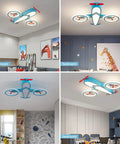 Airplane Themed Kids Ceiling Light 24.8 Inch LED Flush Mount For Bedroom Nursery And Playroom, 34W 4000K Daylight White