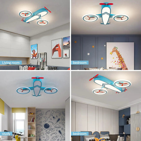 Airplane Themed Kids Ceiling Light 24.8 Inch LED Flush Mount For Bedroom Nursery And Playroom, 34W 4000K Daylight White