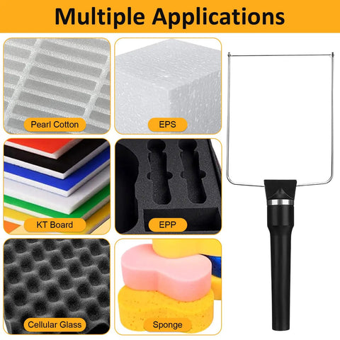 3 In 1 Foam Cutter Tool Set With Storage Bag, Includes 4.1 Inch Hot Knife Cutter Pen, 2.6 Inch Bendable Foam Cutter, 4.1 Inch Bow Wire Cutter, 32.8 Feet Replacement Wire, Marker Pen For Precise Styrofoam Shaping And Craft Projects. For pearl cotton, EPS, KT board, EPP, cellular glass, and sponge
