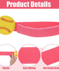 Softball Pitching Training Aid For Clean Mechanics And Realistic Throws, showing pink elastic band with yellow softball detail