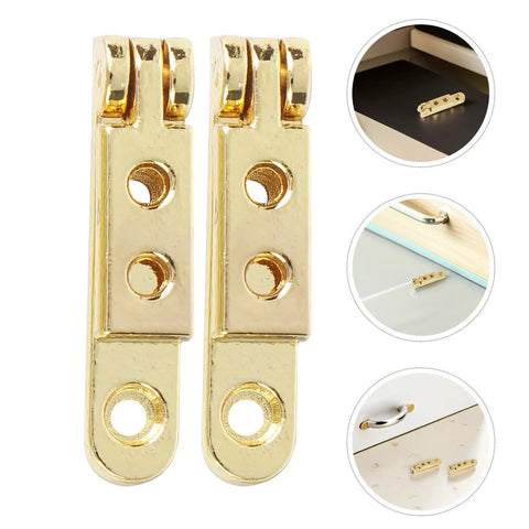 Seven Shape Jewelry Box Hinges Kit Zinc Alloy 12 Pack Precision Cast Quiet Opening 90 Degree Angles gold hinges close-up