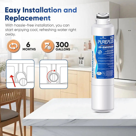 Replacement Refrigerator Water Filter DA29 00020B NSF ANSI 53 And 42 Certified For Samsung Fridge in kitchen setting