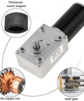 12V DC Worm Gear Motor 12 RPM Self Locking Mini Gearbox With Bracket High Torque Permanent Magnet Reduction Motor D Shaped Output Shaft
