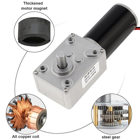 12V DC Worm Gear Motor 12 RPM Self Locking Mini Gearbox With Bracket High Torque Permanent Magnet Reduction Motor D Shaped Output Shaft