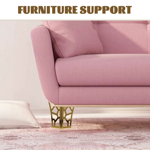 4 Pack Golden Iron Furniture Support Feet For Cabinet Sofa Bed And More Rust Resistant Hollow Out Design Legs supporting sofa