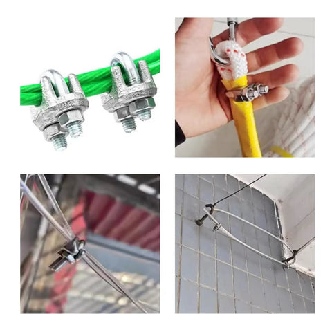 50 Pcs M6 Wire Rope Clips Galvanized Steel U Bolt Cable Clamps Beefy Heavy Duty Saddle Fasteners securing cables and ropes