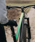 Cyclist with Dope Universal 31.8mm 45mm Bike Stem For Mountain Road And BMX Builds, fitted on mountain bike handlebars