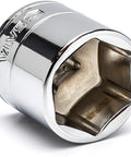 Chrome socket from 43 Piece 1/4 Inch Drive SAE And Metric Socket Set With Ratchet Quick Release 72-Tooth Mechanism Standard And Deep Sockets.