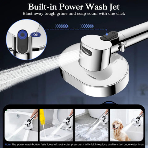High Pressure Shower Head With Handheld Four Spray Modes Water Filtration Anti Clog Silicone Nozzles For Hard Water Built In Power Wash