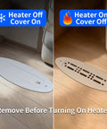 2x10 Inch Aluminum RV Floor Vent Cover With Magnet Assisted Removable Lid, shown in closed and open positions