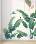 Lush Tropical Wall Stickers Set With Monstera Leaf And Palm Leaves Banana Leaf And Bird Mural For Bedroom Or Living Room Totally Easy Peel And Stick Decor To Create A Nordic Green Jungle Vibe In Your Space