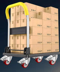 Bad Boy Heavy Duty 5 Inch Swivel Stem Casters 900 Lbs Capacity 360 Slick Rolling Wheels With Dual Safety Locks For Utility Carts And Gear Transfers Pack Of Four Bold Red on a loaded cart.