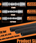 Three-pack reusable hydraulic hose repair kit with metal 1/4, 3/8, 1/2 in fittings; 4000 psi rating; compatible with R2/R16/R17/R19 hoses.