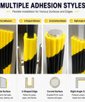 Ultra Thick Jumbo Wave Wall Guard With 60 Percent Rubber Heavy Duty Shock Absorbing Foam Bumper Padding showing multiple adhesion styles.