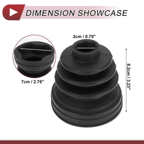 Mini Cooper CV Joint Boot Kit Inner Constant Velocity Boot With Clamps Black Rubber Replacement 2002 2008 Direct Fit For Preventive Maintenance Heavy Duty And Long Lasting Vehicle Protection, 7cm x 8.2cm