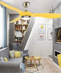 Gleaming Yellow Ceiling Fan And Led Chandelier Combo With Dope Remote Control And Whisper Quiet Motor For A Total Home Upgrade And Killer Lighting Vibes In Any Room, 52 inch, three blades.