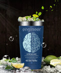 20oz Vacuum Insulated Tumbler For Engineers Mechanical Civil And Aerospace Pros Graduation Gift Or Retirement Present That Delivers Smiles A Practical Gear For Men Who Love Science And Gadgets with brain design and lime accents