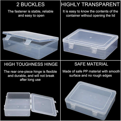Clear Bead And Small Parts Storage Organizer Case With 30 Mini Compartments, Hinged Lid, Label Stickers detailing features