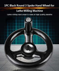 Black 3 Spoke Round Hand Wheel for Lathe and Mills, Removable Handle, Engineering Plastic, 12x100mm, Industrial Grade