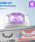 Ultrasonic Retainer Cleaner Pod With 48kHz Deep Cleaning Pro Grade, UV lights, dental aligners and dentures illustration