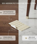 72 Pack Beige Felt Furniture Pads Self Adhesive Square Floor Protectors for Hardwood and Tile shown on brown and tile floor