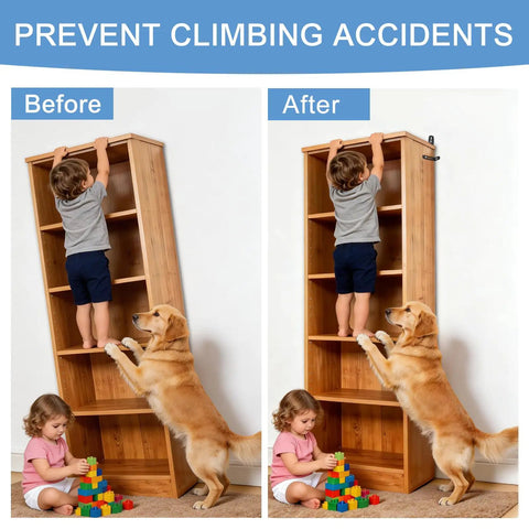 Heavy Duty Anti Tip Furniture Anchors Steel Wall Brackets secure dressers and bookcases, preventing climbing accidents with kids and pets.