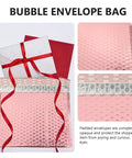 Rose Color Air Bubble Mailers Padded Envelopes Self Seal 25x20cm with red ribbon and adhesive strip