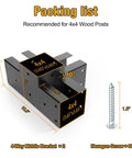 4 Way Pergola Brackets Kit Heavy Duty 4x4 Wood Corner Brackets with Screws, metal brackets dimensions and screw shown