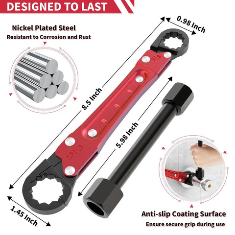 2 In 1 Plumbing Wrench Kit For Angle Stop And Supply Nut Installations with anti-slip surface and nickel plated steel