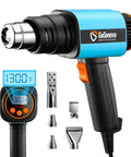 1800W Heavy Duty Heat Gun with Stepless Temperature Control From 122 to 1202 Degrees Fahrenheit, Dual Air Streams, Compact Grip, Includes 5 Nozzles