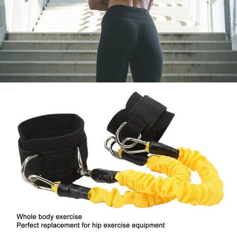 Ankle Resistance Bands For Booty Lift And Leg Workout Glute Activation Bands for Home Fitness Hip And Leg Strength Training shown on steps