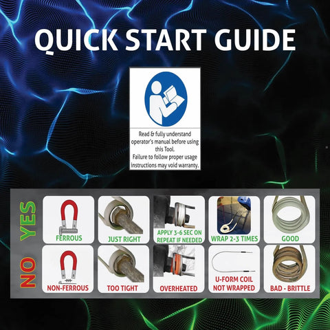 Induction Innovations Mini-Ductor 41 in. Bearing Buddy Coil MD99-603 quick-start guide with ferrous/non-ferrous, yes/no