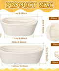 Product size chart for 30 Set Bulk Oval Banneton Bread Proofing Baskets With Cloth Liners Natural Rattan Dough Bowls Kit