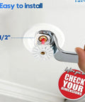 Close-up installation of No Fluff Two Pack White Fire Sprinkler Trim Rings with 1/2 inch escutcheon plate for smooth ceiling integration.