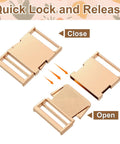 Metal Quick Side Release Buckle 25mm Collar Clip For Flat Webbing Leather Straps Harness Backpacks Light Gold Finish