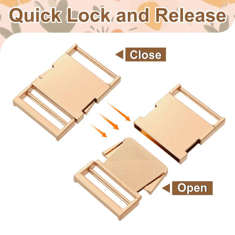 Metal Quick Side Release Buckle 25mm Collar Clip For Flat Webbing Leather Straps Harness Backpacks Light Gold Finish