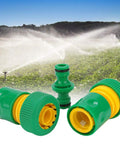 Quick Release Garden Hose Repair Kit With Durable Brass Connectors And Heavy Duty 3 Piece Set For Easy Home And Gardening Hoses Fix Job, green and yellow hose connectors