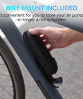 On The Go Portable Electric Air Compressor Pump For Bikes And Cars mounted on bicycle frame