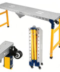 Heavy Duty Rolling Welding Station With Rock Solid Locking Casters And Rust Proof Galvanized Plate Top Adjustable Steel Build, foldable design