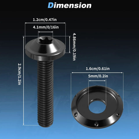 4x Titanium Windshield Screws Set For Harley Davidson Touring Road Glide And Road Glide Special 2015 To 2023 dimensions displayed