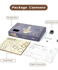 10 Inch 3D Wooden Puzzle Airplane Tower Music Box DIY Mechanical Model Kit For Adults Windup Rotating Tower That Plays Its A Small World package contents
