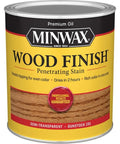 Top Shelf Semi Transparent Oil Based Wood Stain In Rich Gunstock Shade No Fluff Formula in a quart can for wood finishing.