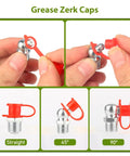 Grease Fittings Assortment Kit With SAE And Metric Zerk Fittings In Straight 45 Degree And 90 Degree Angles Including NPT
