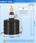 2 Pack Rubber Test Ball Pipe Plug For Sewer Drain And Bathroom Leak Detection 1.75 Inch Non Inflated Expands To 2.25 Inch At 40 PSI With Chain And Large Pull Ring To Prevent Losing It In Pipe Ideal Pressure Test Plug, showing dimensions and features.