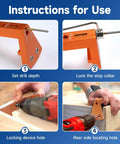 Blum Tandem Undermount Drawer Slide Drilling Guide Kit instructions on setting drill depth, stop collar, and tool use.