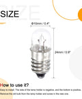 Tough As Nails E10 Screw Base Miniature Bulbs In Warm Yellow For DC 24V Systems, size 10mm diameter and 24mm height.