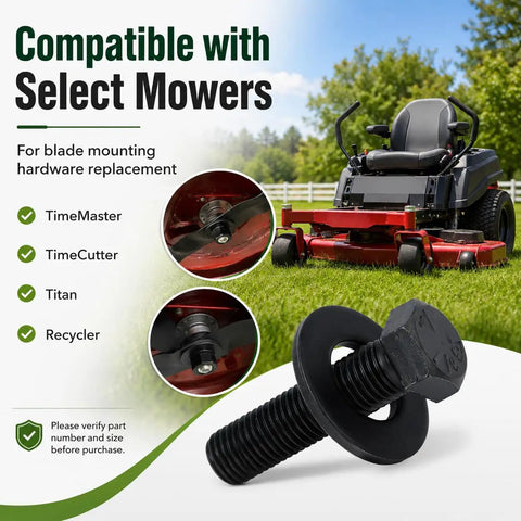 Six Sets Blade Bolts And Belleville Washer Kit For Mower Blade Replacement, 12 Pieces Total, Great Value Replacement For Toro Exmark TimeMaster Recycler, 7/16-20 Thread. mower bolt and washer